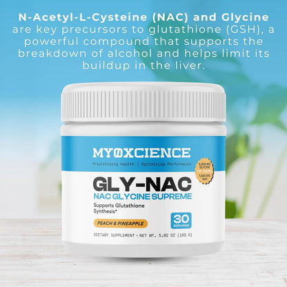 MYOXCIENCE NAC Glycine Supreme | N-Acetyl-L-Cysteine, Glycine, and Taurine Combination (Natural Peach and Pineapple Flavor) (30 Servings)