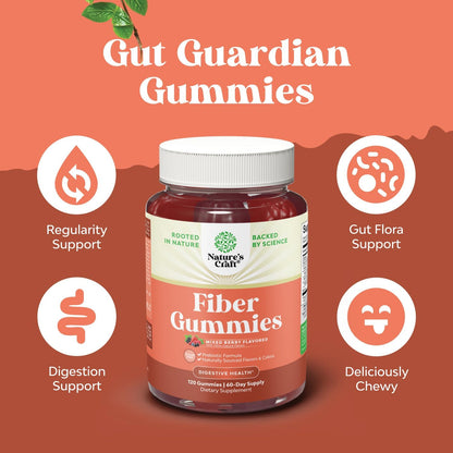 Fiber Gummies for Adults - Chicory Root Supplement with Prebiotic Support for Gut & Digestive Health - Soluble Digestion Capsules for Stomach Regulation & Immune Aid - Sugar Free & Vegan - 120 Count