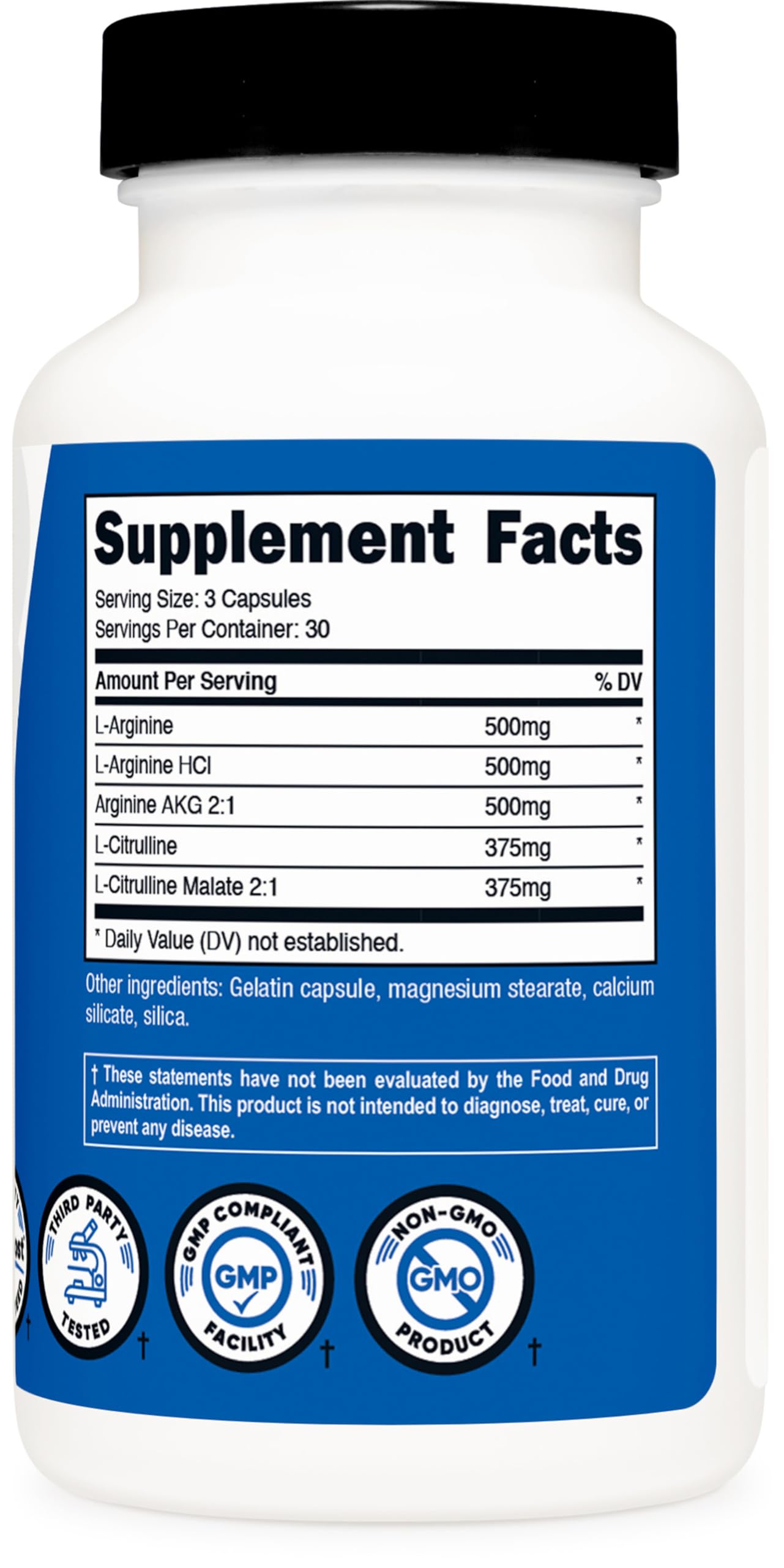 Nutricost Nitric Oxide Booster 2250mg, 180 Capsules - 750mg Per Casule, 60 Servings - Gluten Free and Non-GMO | 750mg Per Casule, 60 Servings, GMO-Free