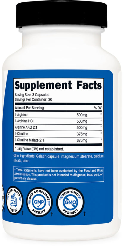 Nutricost Nitric Oxide Booster 2250mg, 180 Capsules - 750mg Per Casule, 60 Servings - Gluten Free and Non-GMO | 750mg Per Casule, 60 Servings, GMO-Free