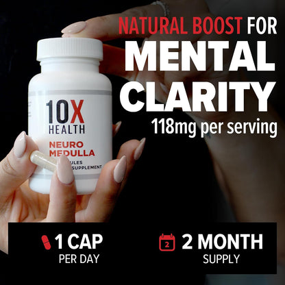 10X Health Brain Supplements for Memory and Focus - 60 Capsules | Ginkgo Biloba: Vitamin B1 & B3, Nootropic Brain & Memory Support, 60 Capsules