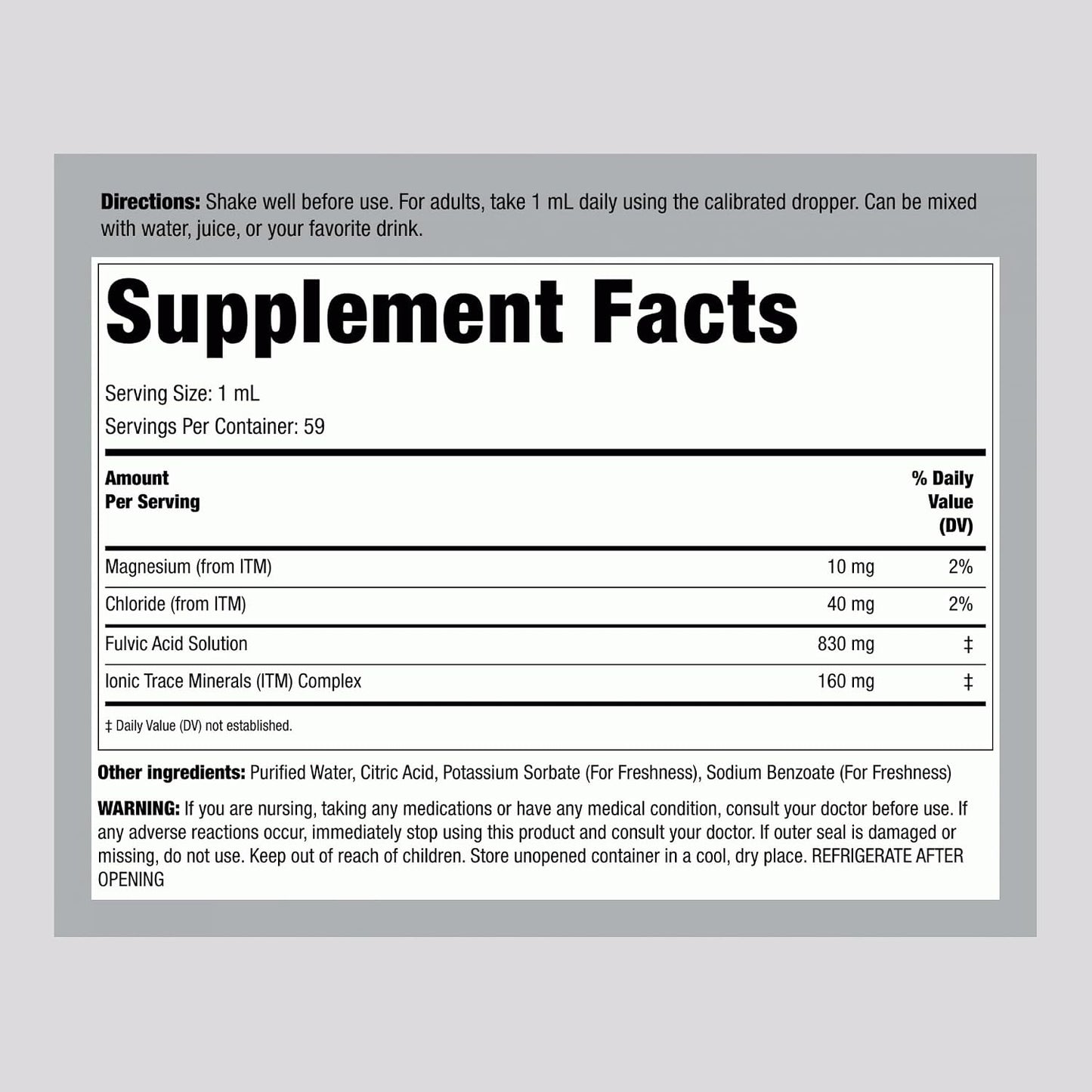 Piping Rock Liquid Fulvic Acid Drops | 2 fl oz | with Trace Minerals | Ionic Supplement | Vegetarian, Non-GMO & Gluten Free