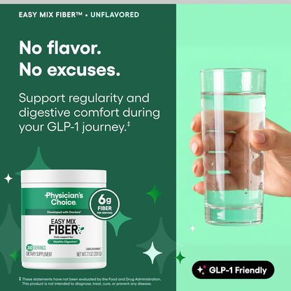 Physician's CHOICE Complete Gut Health Bundle for Bloating, Digestive Health, Immune, & GLP-1 Support - 60 Billion Probiotic 30CT + Digestive Enzymes 90CT + Easy Mix Fiber Powder 30CT