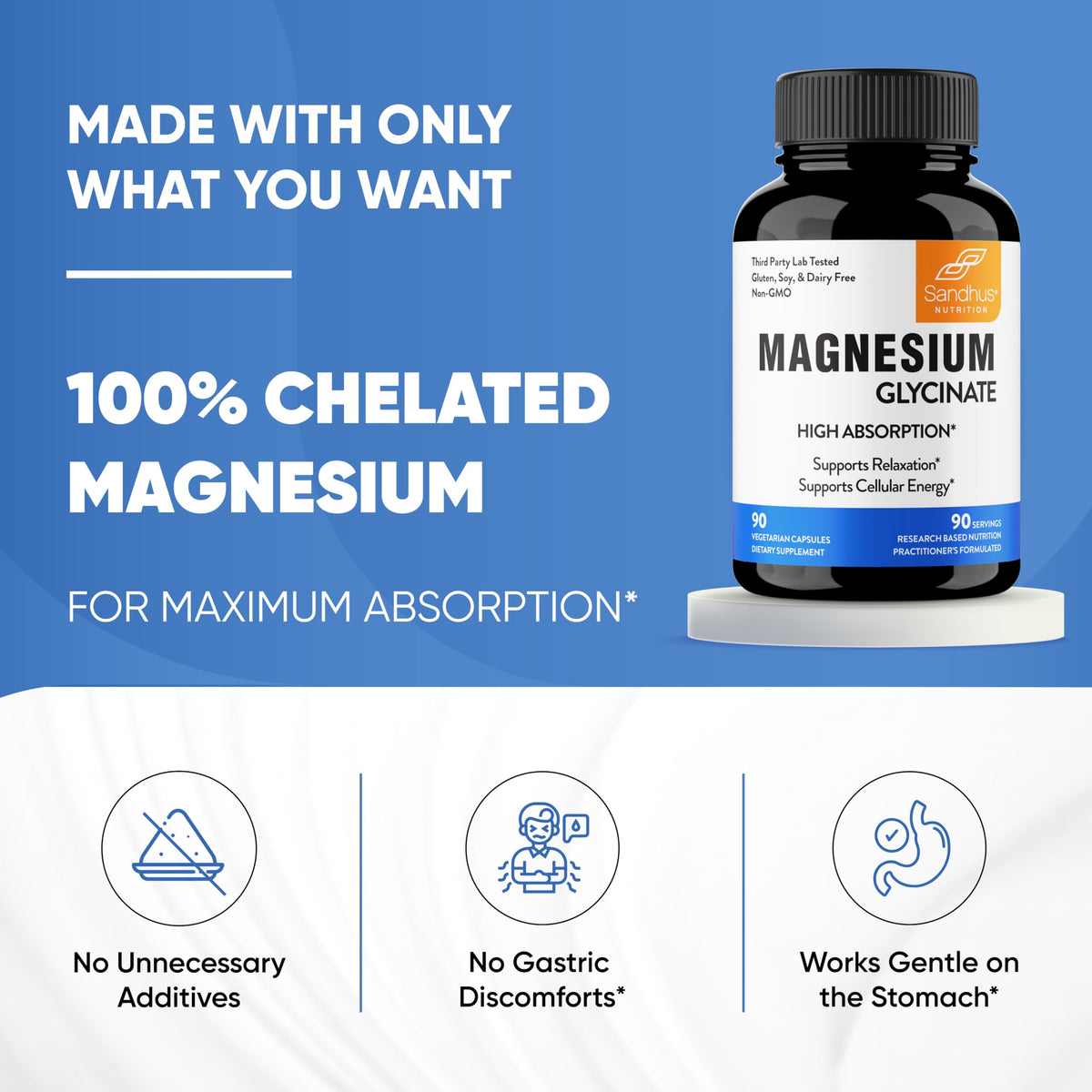 Sandhu's Superior Absorption Magnesium Glycinate 775mg|140mg Elemental Magnesium