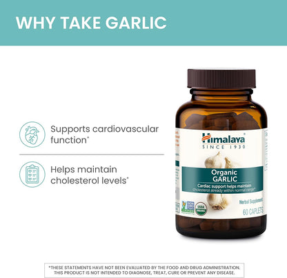 Himalaya USDA Organic Garlic Supplements, 1400 mg, 60 Caplets