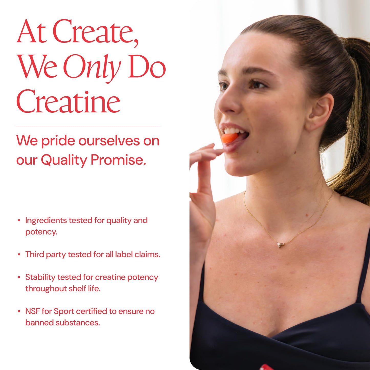 Create Creatine Monohydrate Gummies for Men & Women, Boost Focus, Strength, and Endurance, Anti-Melting Formula, Vegan, Gluten-Free, Non-GMO, 1.5g of Creatine per Gummy (Orange)