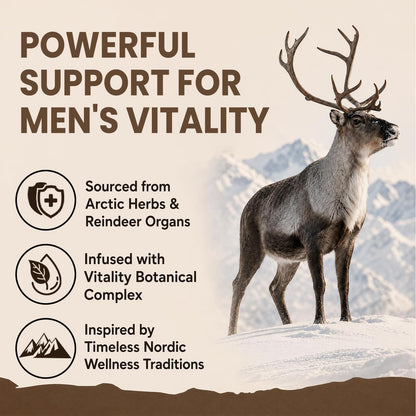 15-in-1 Reindeer Organ Supplement with Arctic Herb for Men, 100 Capsules | 500mg Reindeer Organ Complex with Rhodiola, Nettle, Tongkat Ali, Supports Energy, Stamina & Overall Wellness, 50 Day Supply