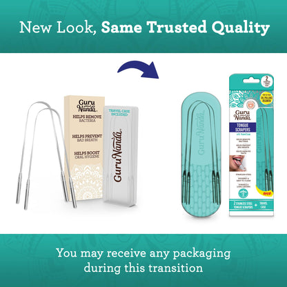 GuruNanda Tongue Scraper for Adults 2 count (Pack of 1) with Travel Case, 420 Medical