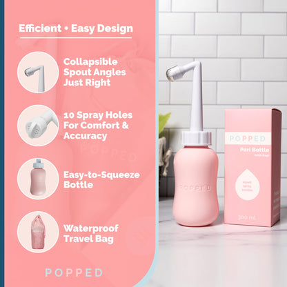 Popped Peri Bottle for Postpartum Care | Portable Bidet | Spray Bottle for Pain Relief, Tears