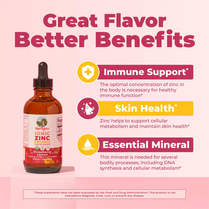 MaryRuth's Organic Liquid Zinc Supplement for Kids & Adults | Immune Support | Skin Health | Antioxidant | Cellular Metabolism | Zinc Sulfate | Vegan | Non-GMO | Sugar Free | Gluten Free | 4 oz