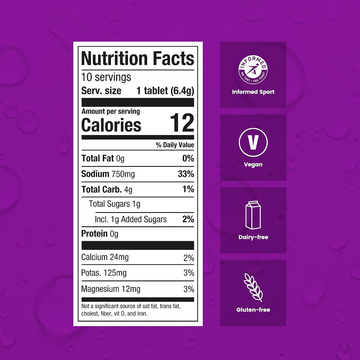 Precision Hydration Electrolyte Tablets - Multi Strength Effervescent Hydration Tablets - Combats Cramp - Low Calorie, Gluten Free, Vegan/Vegetarian Friendly (1 Tube, 1500mg/L - Purple Tube)