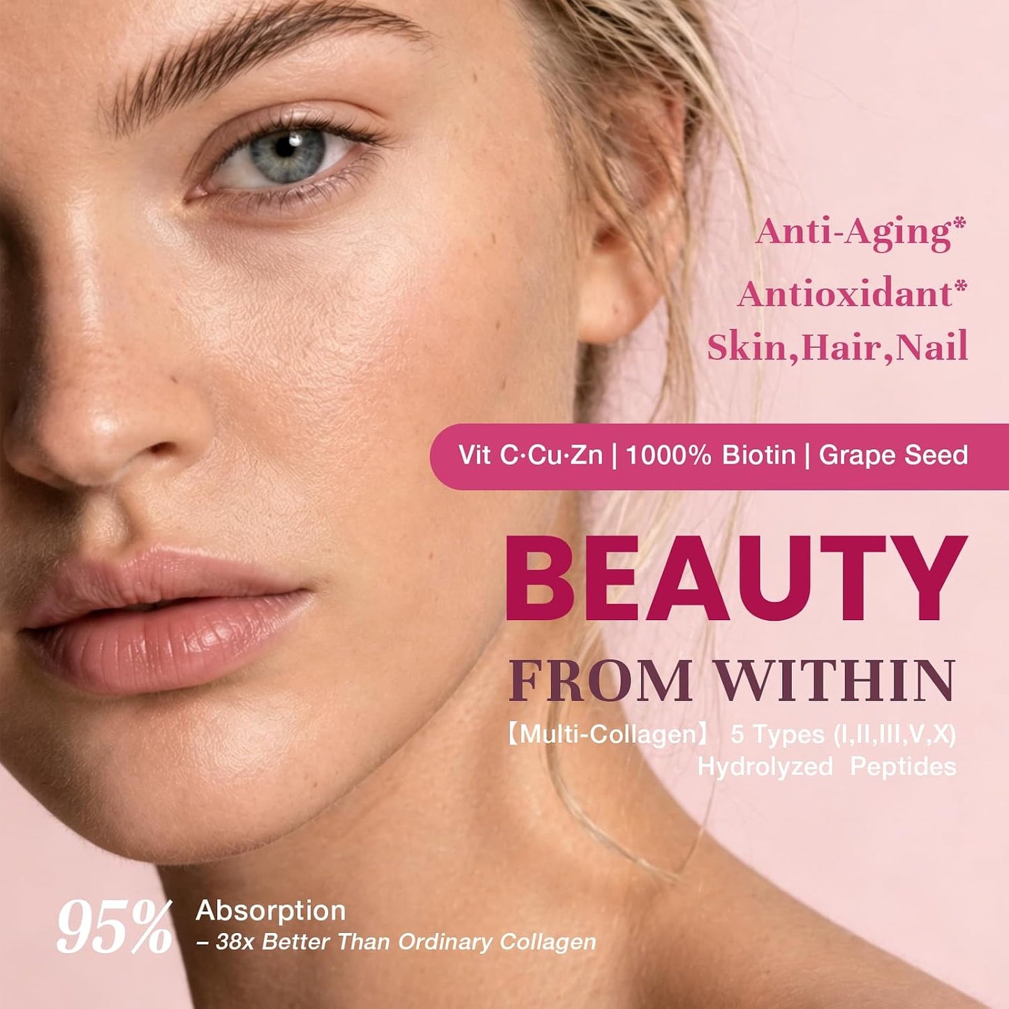 Totaria Multivitamin for Women with Vitamin A,B,C,D3,E,K2, Biotin, Collagen, Magnesium, Ashwagandha, Omega-3, Probiotic, Energy, Beauty, Stress, Calm, 30 Servings