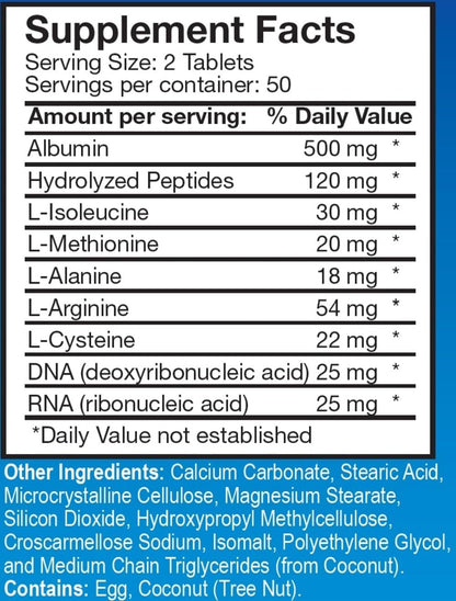 Nu-Health Super Albumin Hydrolyzed Protein Amino Acids, 100 Tabs Pack of 2