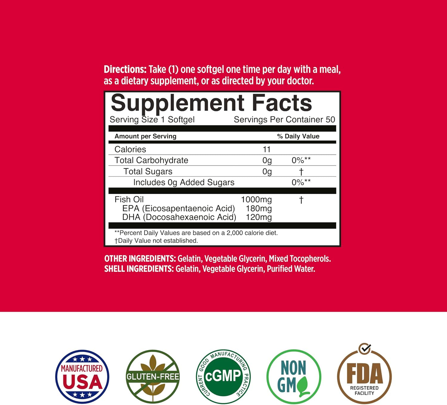 Basic Brands Smart Heart Omega-3 Fish Oil 1000 mg | Heart, Brain & Joint Health, Healthy Triglycerides, Purified Fish Oil, Non-GMO, Gluten-Free, 50 Softgels