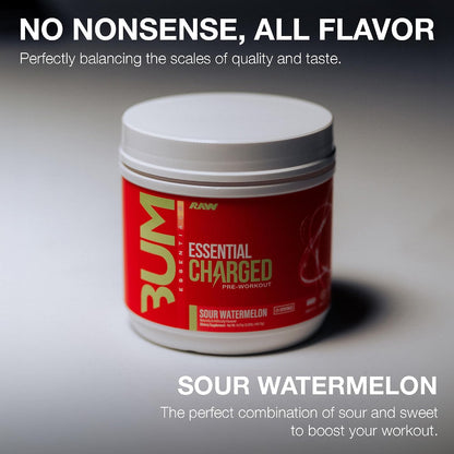 RAW Nutrition Creatine Monohydrate & Charged Sour Watermelon Pre-Workout Powder Bundle