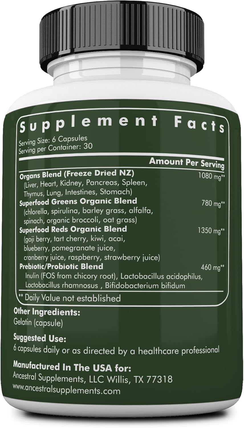 Ancestral Supplements Colostrum Bundle & Greens - Organic Superfood Greens & Reds Blend with Spirulina, Chlorella, Grass Fed Beef Organs, and Probiotics for Gut Health – Grass Fed, Pasture Raised MUL