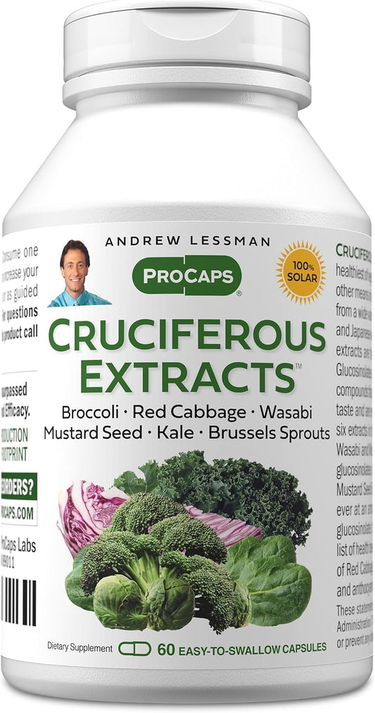 ANDREW LESSMAN Cruciferous Extracts 60 Capsules - High Levels of Glucosinolates and Sulforaphane from Broccoli, Red Cabbage, Mustard Seed, Wasabi, Brussels Sprouts and Kale Extracts, No Additives