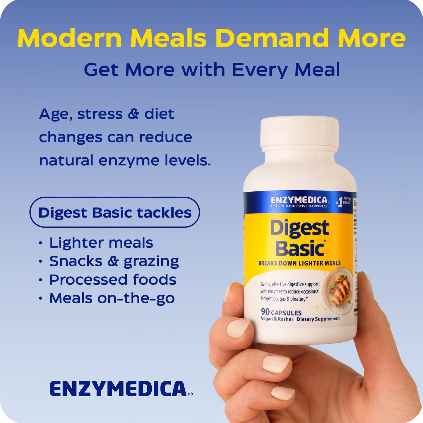 Enzymedica Digest Basic - Helps Gas & Bloating - 180 Caps