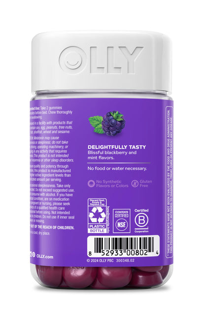 OLLY Sleep Support Gummy Supplement,* 3 mg Melatonin, L-Theanine - 50 Count
