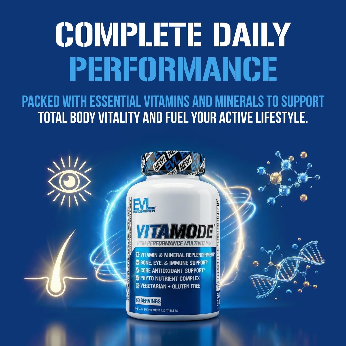 EVL Advanced Daily Multivitamin - Men's Multivitamin with Essential Minerals Phytonutrient Complex and VitaMode Active Mens Vitamins for Energy with Lycopene for Muscle Bone and Immune Support