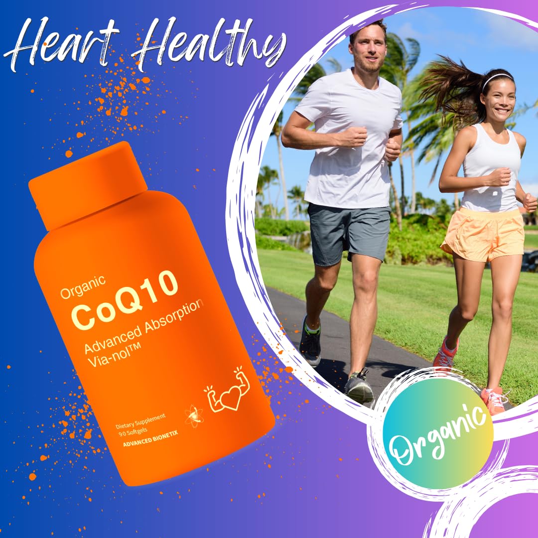 Advanced Bionetix Advanced Absorption 200mg CoQ10 w/Black Pepper Extract. 90 Softgels. Antioxidant Supplement, Heart & Vascular Health, Brain Health, Organic, Gluten Free, Energy Production