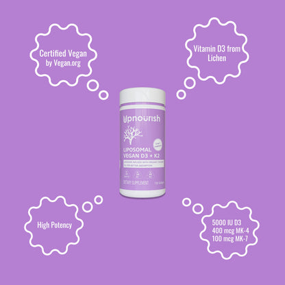UpNourish Liposomal D3 K2 MK-7 – 365 Mini softgels with Organic Coconut Oil - 5000 IU 125 mcg Vitamin D3 and 100 mcg Vitamin k2 for Optimal Bone and Immune Health