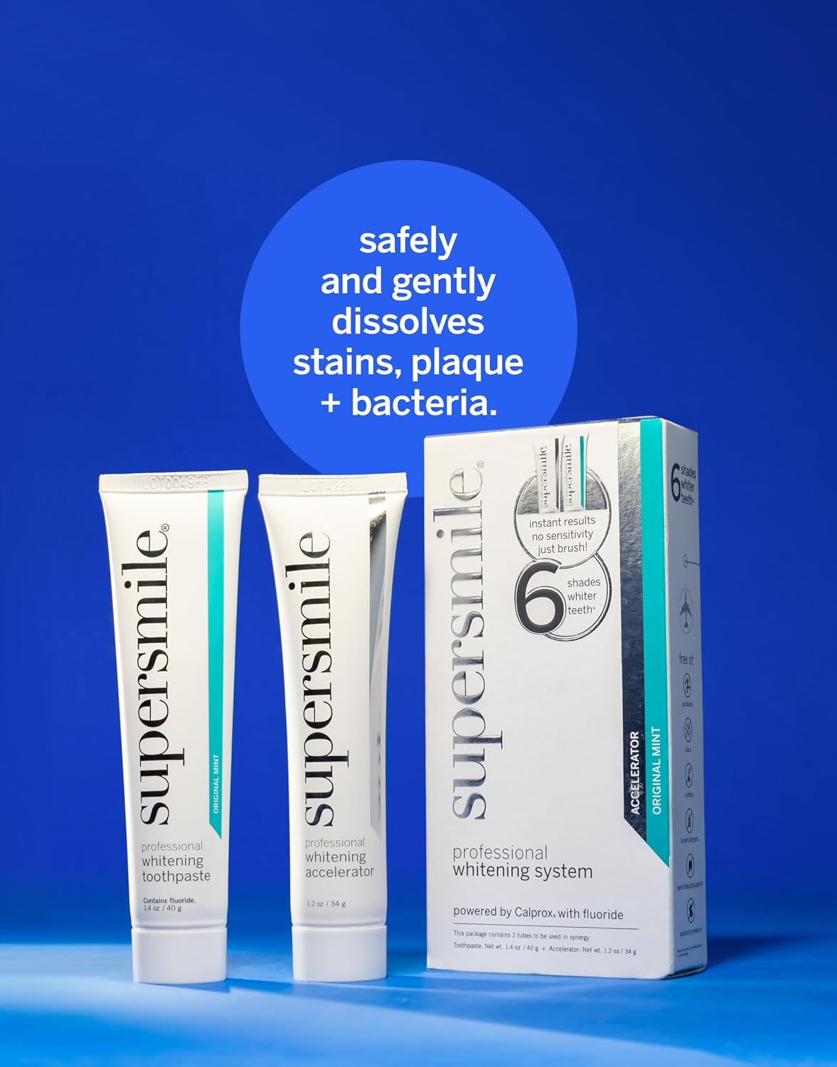 Supersmile Whitening System, Toothpaste + Accelerator, Original Mint