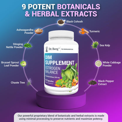 Dr. Berg DIM Supplement Estrogen Balance - Original Estrogen Supplement for Women with Diindolylmethane