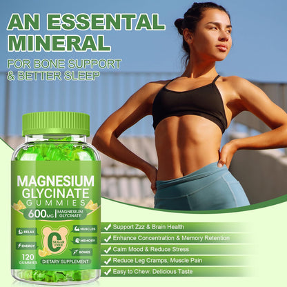 Magnesium Glycinate Gummies 600mg, Sugar Free Magnesium Gummies for Adults