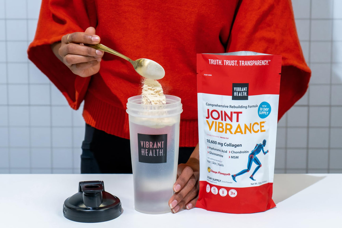 Vibrant Health, Joint Vibrance, Comprehensive Joint and Cartilage Support, Orange Pineapple, 21 Servings