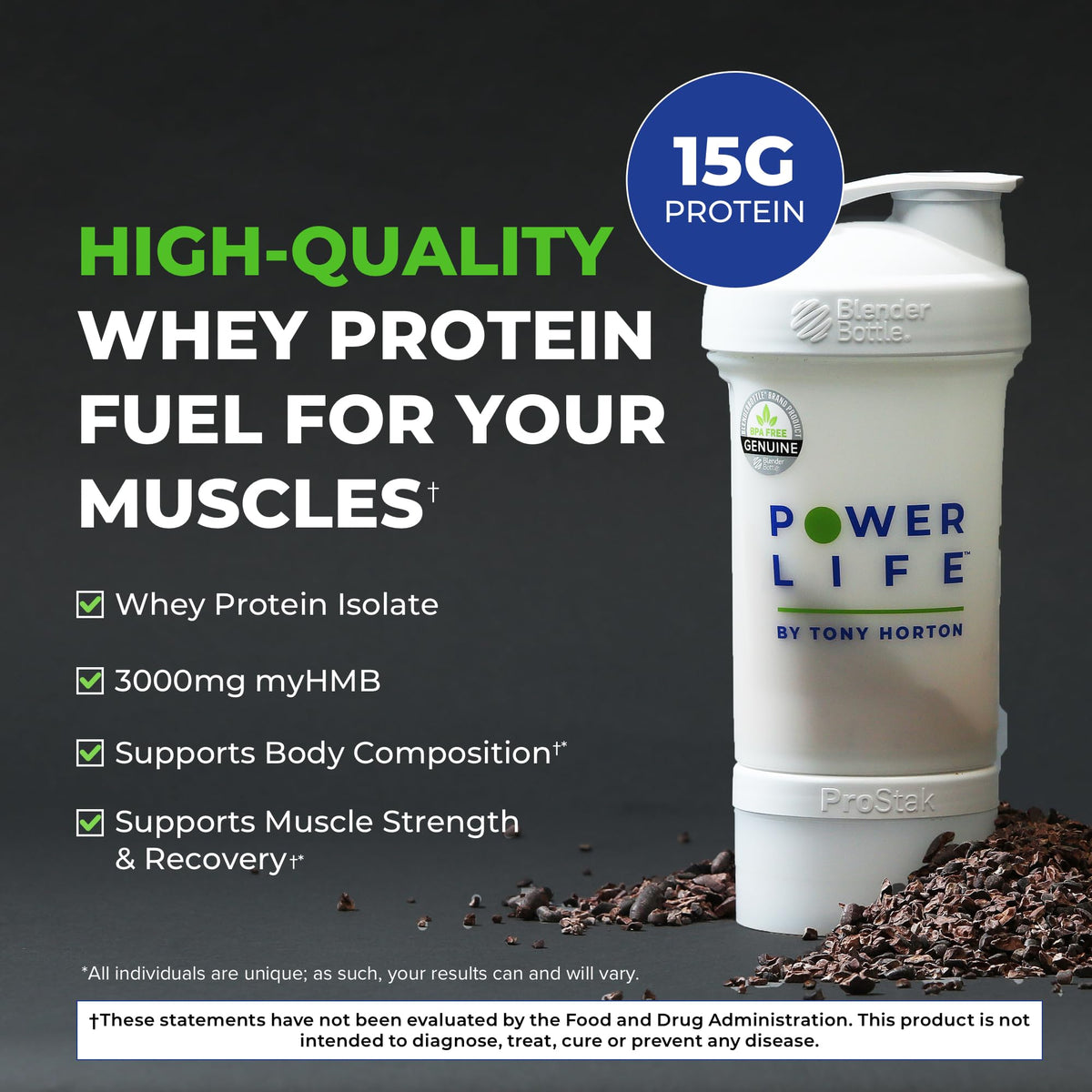 POWERLIFE Tony Horton High Impact Grass Fed Whey Protein with 3000 MG of HMB