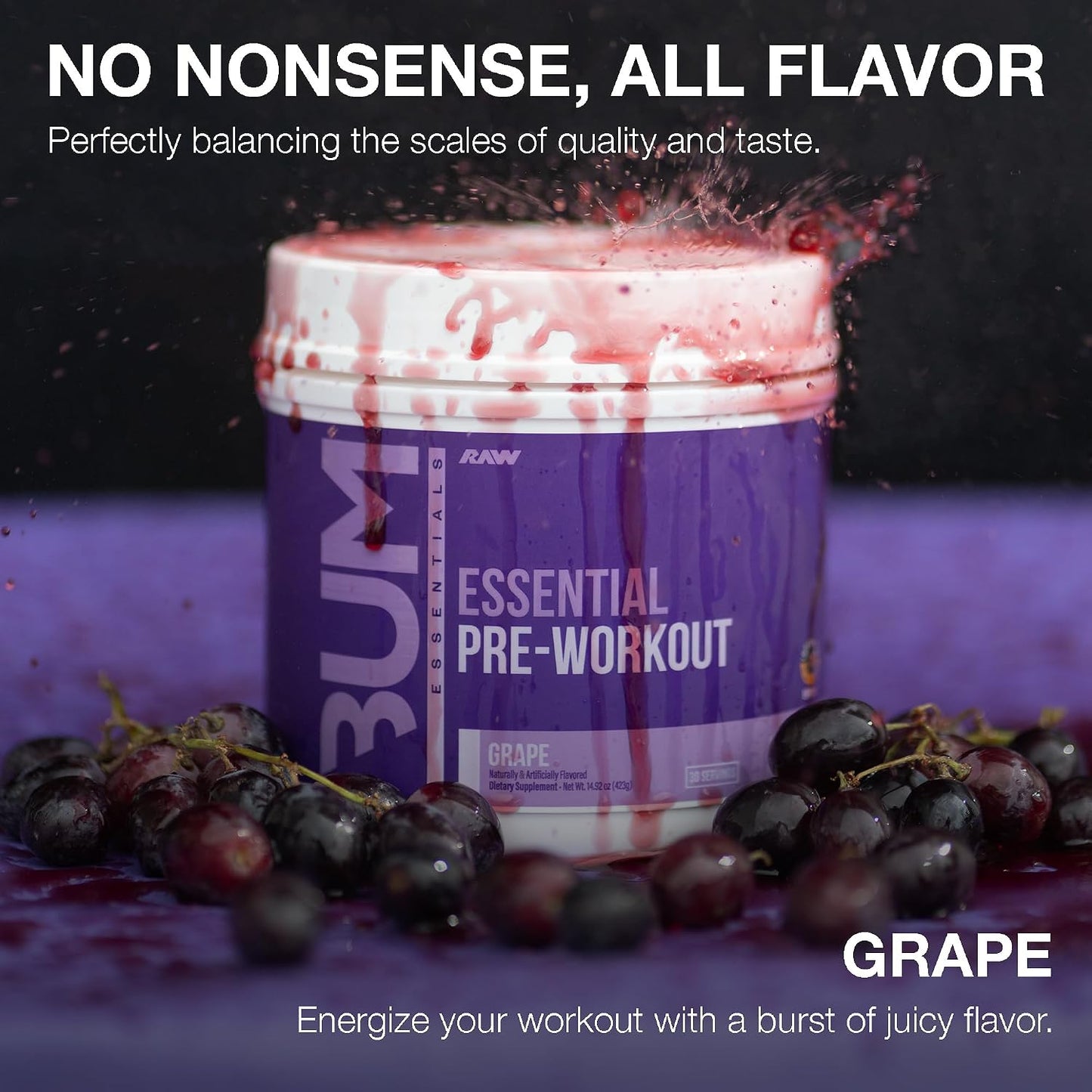RAW Nutrition Creatine Monohydrate & Grape Pre-Workout Powder Bundle