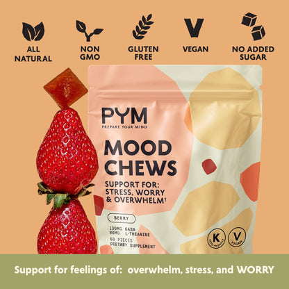 PYM Citrus Mood Chews Pouch (60 Count) | Stress & Mood Support Supplement