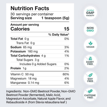 HumanN SuperBeets Original Apple - Beet Root Powder - Nitric Oxide Boost for Blood