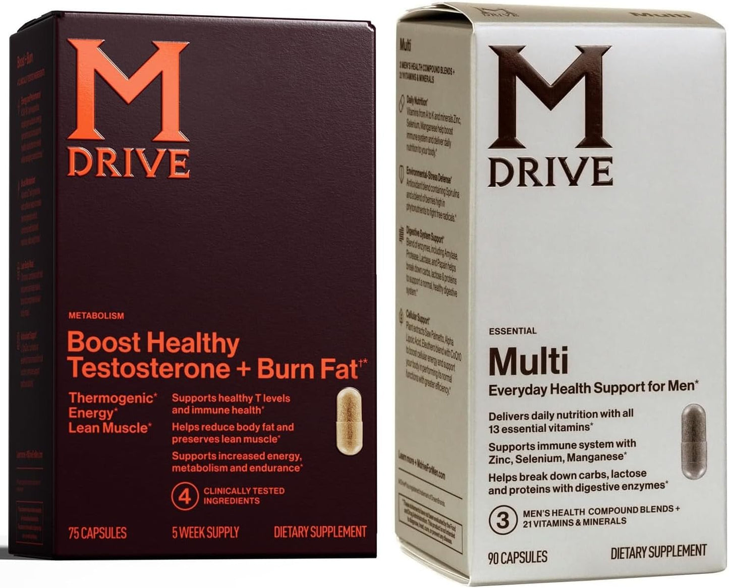 Mdrive Boost and Burn Testosterone Booster + Daily Multi Vitamin