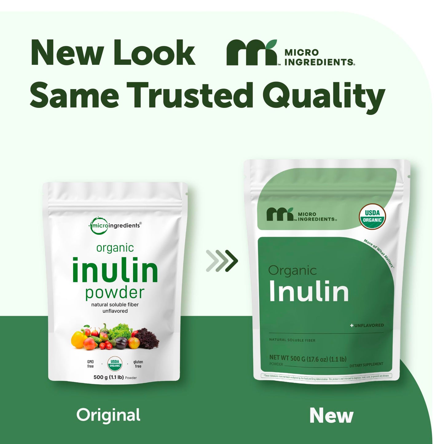 Micro Ingredients Organic Inulin FOS Fiber Powder, 2.2 lbs | Quick Water-Soluble Prebiotic | Natural Fiber for Smoothies & Drinks | Vegan Friendly, Dissolves Clear