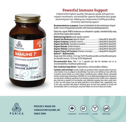 PURICA Mushroom Supplement Complex - Daily Immune Support 7, Turkey Tail