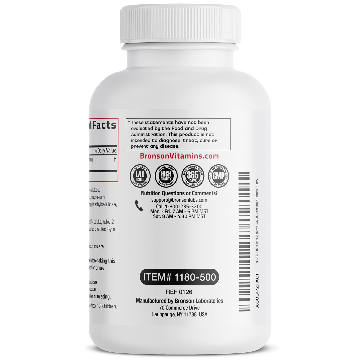 Bronson Beet Root Extra Strength, Non-GMO, 250 Vegetarian Tablets | Gluten-Free, Soy-Free, GMO-Free, Easy To Swallow
