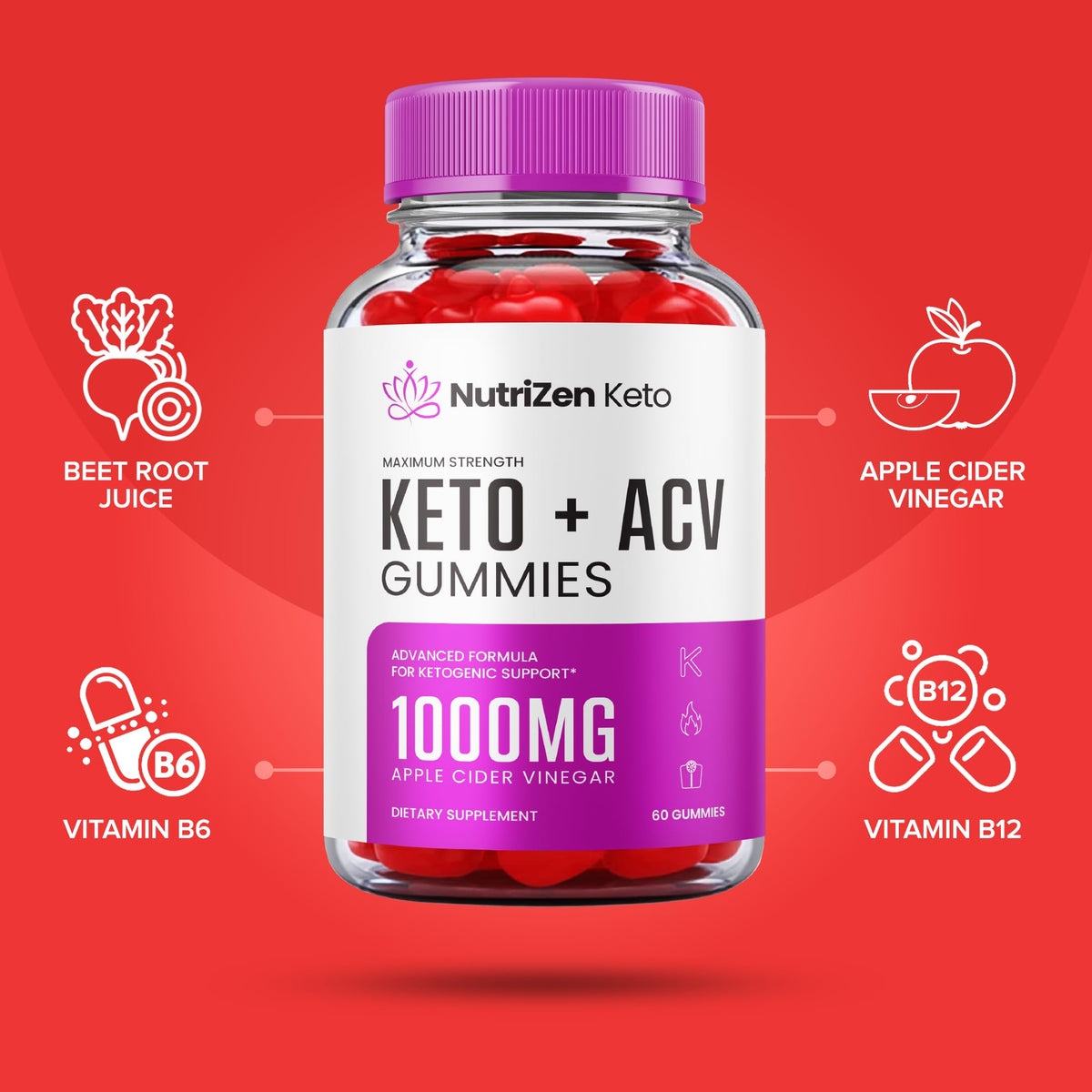 (5 Pack) Nutrizen Keto Acv Gummies - Official Formula - Nutrizen Keto + Acv Gummies