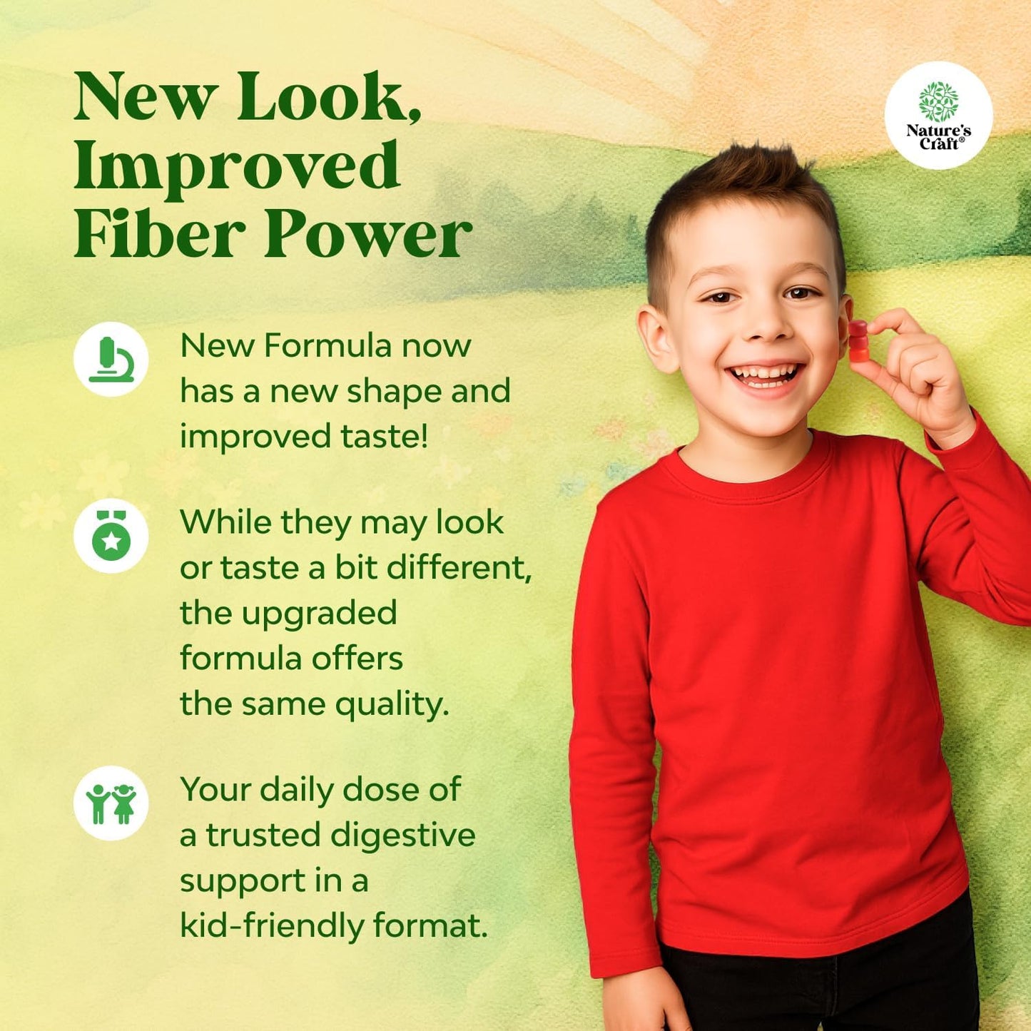 Natures Craft High Prebiotic Fiber Gummies for Kids - Dietary Fiber Supplements for Digestion & Constipation - Chicory Root Kids Immune Gummies - Non-GMO Digestive Nutritional Supplements - 120 Count
