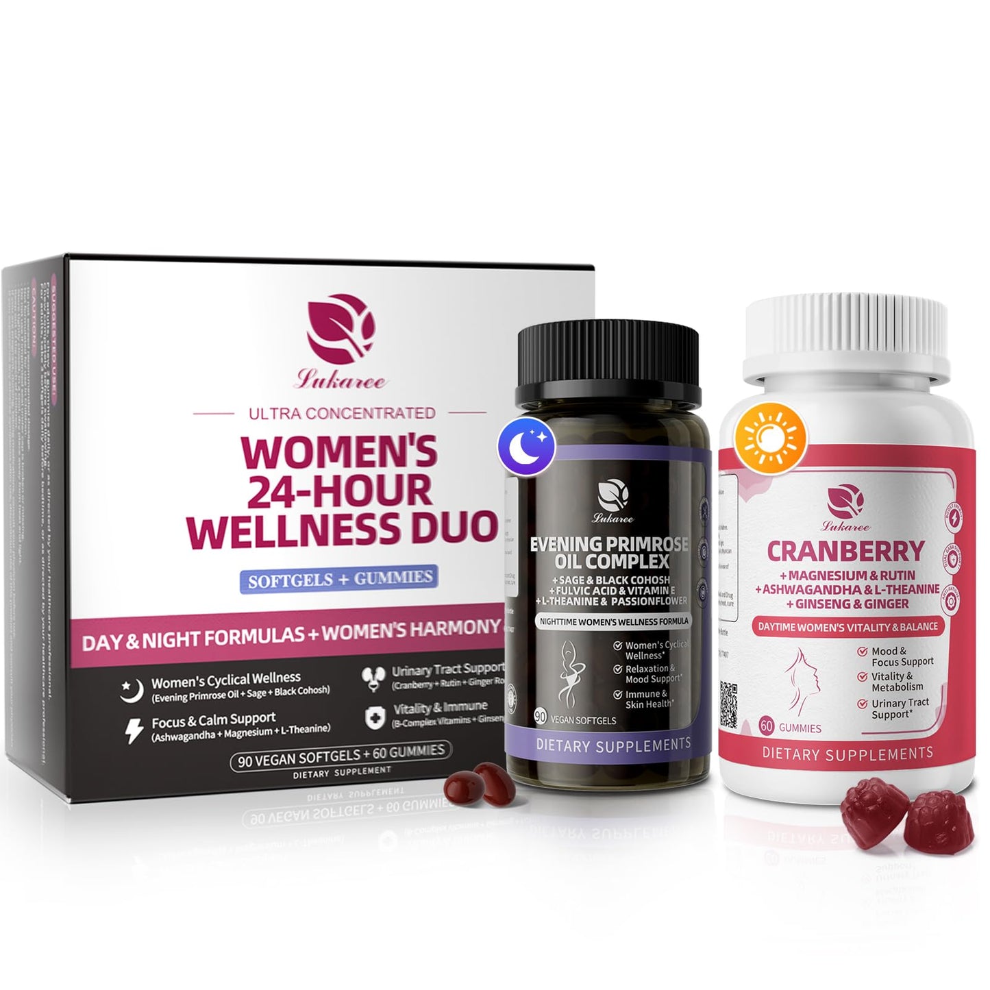Evening Primrose Oil 1000mg - Hormone Balance for Women & Mood | Primrose Oil Capsules Cold-Pressed w/10% GLA, Essential Fatty Acids, L-Theanine for Mood, Skin & Immune, 90 Softgels
