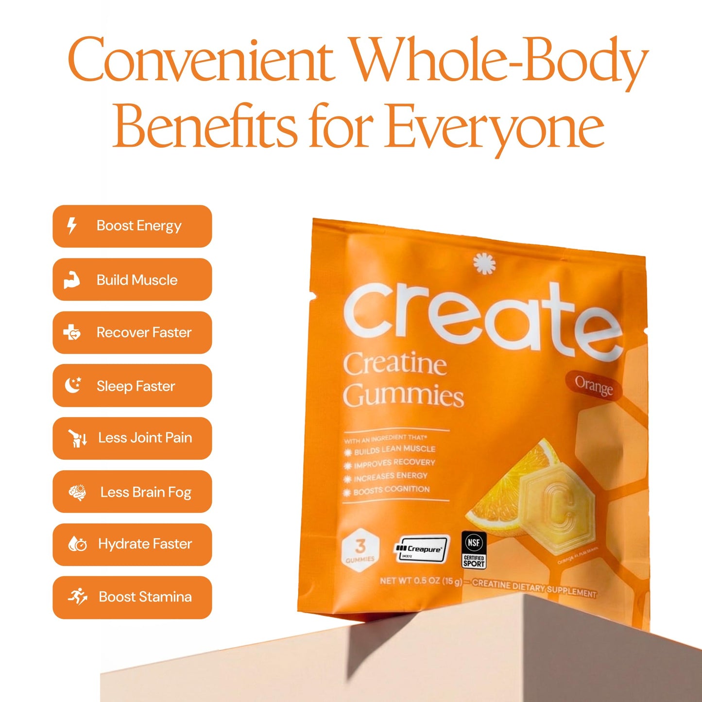 Create Creatine Gummies – Single-Serve Packs – 30ct – Variety Pack | NSF Certified for Sport – Made with Creatine Monohydrate, Vegan & Gluten-Free, Anti-Melting Formula, 3 Gummies per Pack