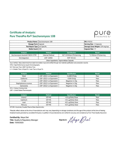 Saccharomyces Boulardii Probiotics 10 Billion CFU Made in USA | No Fillers Patented Strain: Lynside CNCM I-3799 Probiotics for Men and Women | Pure TheraPro Rx, Pharma Grade 120 Count