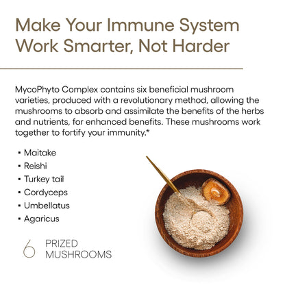 EcoNugenics MycoPhyto Complex: Mushroom Supplement for Intensive Immune Support – 60 Capsules – Includes Turkey Tail, Reishi, Cordyceps, Maitake & More – Energy, Gut Health & Nootropic Brain Support