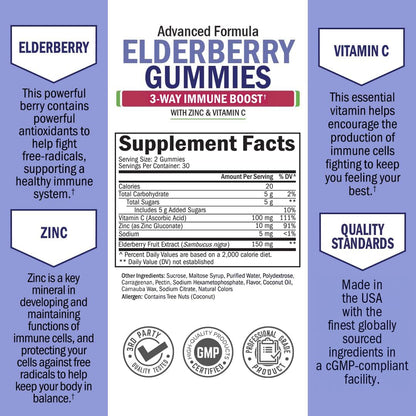 BioSchwartz Elderberry Gummies with Zinc and Vitamin C - 60 Count