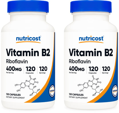 Nutricost Vitamin B2 (Riboflavin) 400mg, 120 Capsules - Gluten Free, Non-GMO