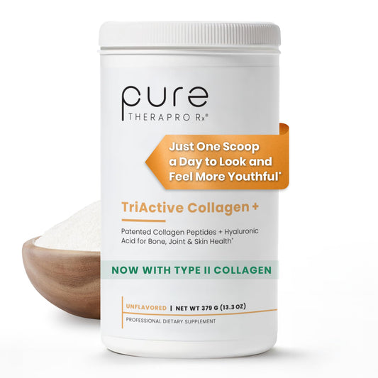 Pure Therapro Rx TriActive Collagen Plus, Collagen Powder for Hair, Skin, Nails, Bones & Joints, Hydrolyzed Collagen Powder w/Patented Peptides, Multi Collagen Protein Powder (Unflavored)