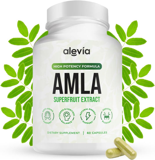 Alevia Organic Amla Capsules 1000mg – Indian Gooseberry Amla Fruit Supplement – Organic Amla Powder Organic for Antioxidant, Energy & Digestive Support – Ayurvedic Wellness Formula – 60 Capsules