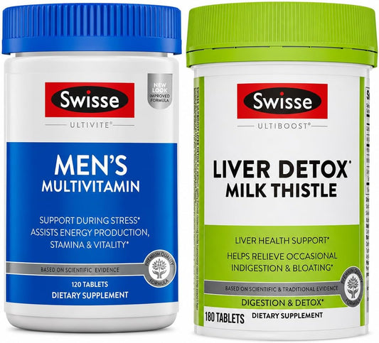 Swisse Liver Detox & Daily Multivitamin Bundle – Milk Thistle Cleanse + Men’s Multivitamin for Energy, Immunity & Overall Wellness