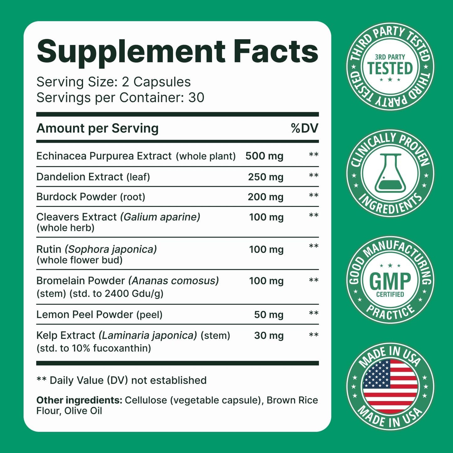 Lymphatic Drainage Supplement – Lymphatic Drainage Capsules with Dandelion, Burdock, Cleavers & Echinacea, Supports Bloating, Fluid Balance & Daily Lymphatic Wellness – 60 Capsules